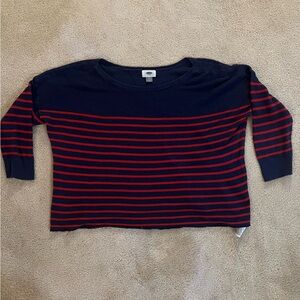 Navy and Red Striped Knit Top Women’s